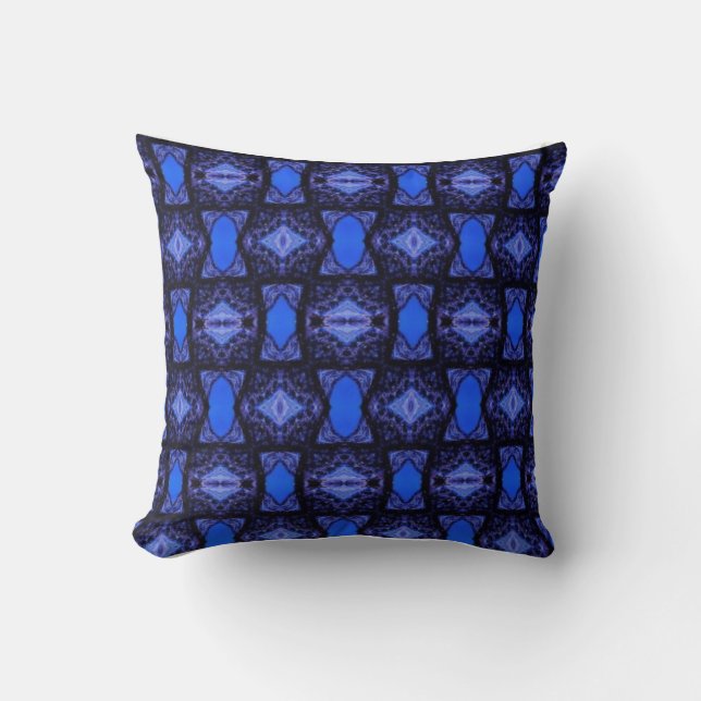 Geometric art pattern blue pillow (Front)