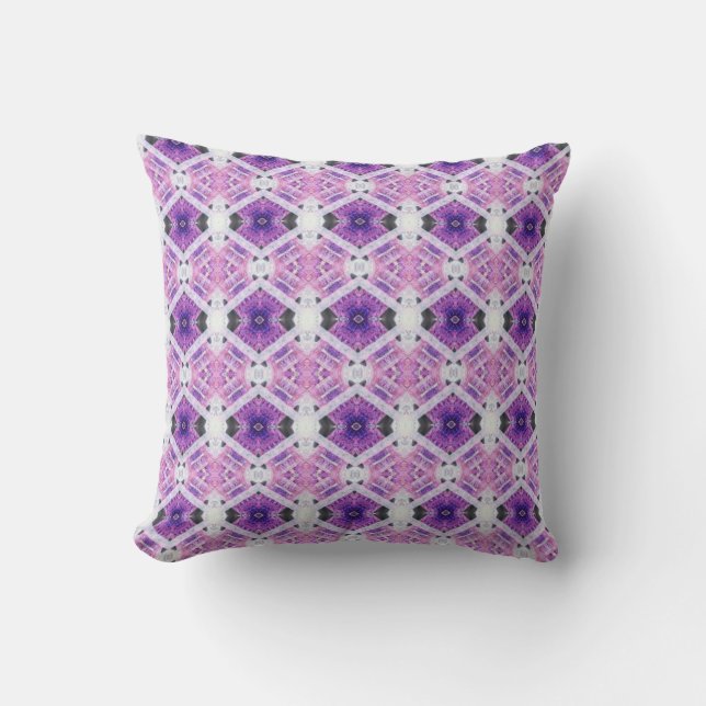 Geometric art pattern purple pink white pillow (Front)