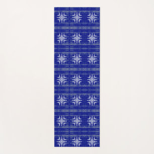 Geometric art pattern sapphire blue white grey yoga mat