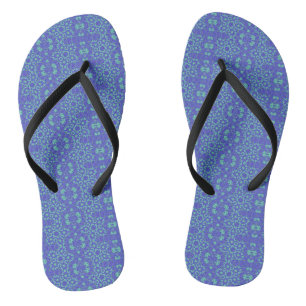Geometric art purple turquoise jandals