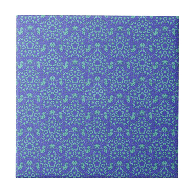 Geometric art purple turquoise tile (Front)