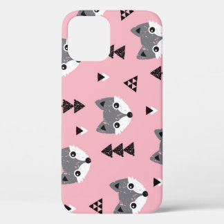 Geometric Baby Fox Woodland Pattern iPhone 12 Case