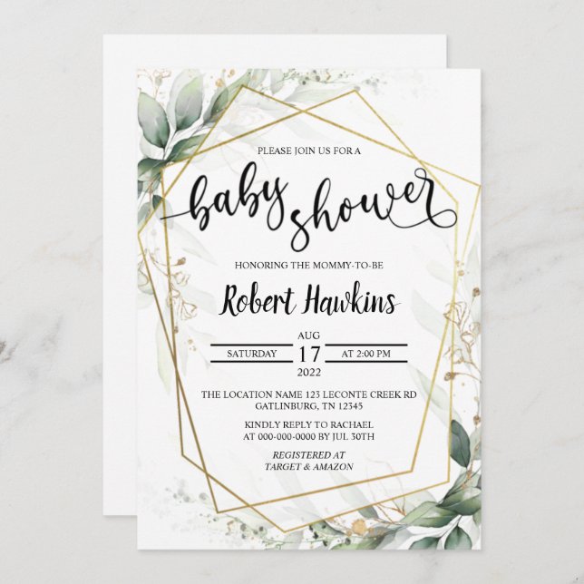 Geometric Baby Shower Invitation (Front/Back)