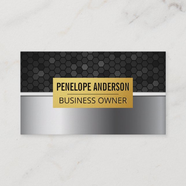Geometric Background | Metallic Business Card (Front)