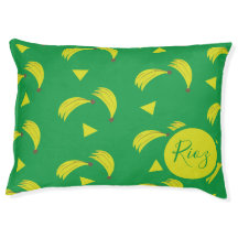 Geometric Banana Confetti Pattern Name Pet Bed
