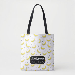 Geometric Bananas Add Your Name Tote Bag