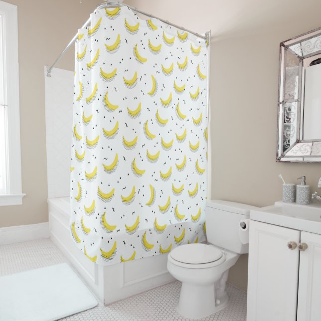 Geometric Bananas Shower Curtain (In Situ)