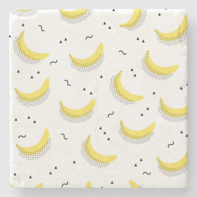 Geometric Bananas Stone Coaster (Front)