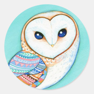 Geometric Barn Owl Classic Round Sticker