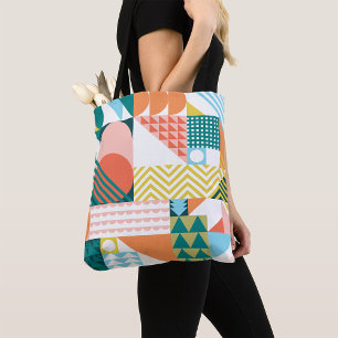 Geometric Bauhaus Pattern Scandi Mosaic Tote Bag