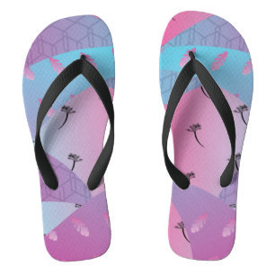 Geometric Beach Ombré Blue Pink Jandals
