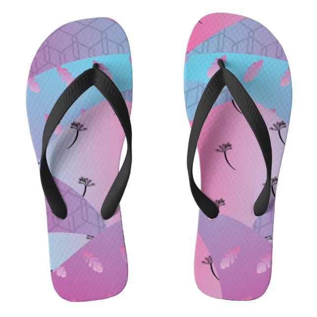 Geometric Beach Ombré Blue Pink Jandals (Footbed)