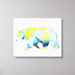 Geometric Bear Animal Canvas Print