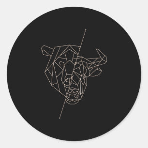 Geometric Bear Bull Classic Round Sticker