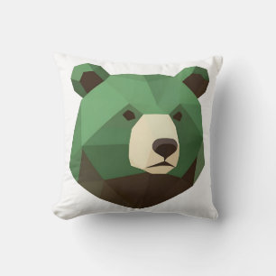 Geometric Bear Head Low Poly Cushion