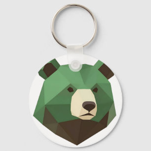 Geometric Bear Head Low Poly Key Ring