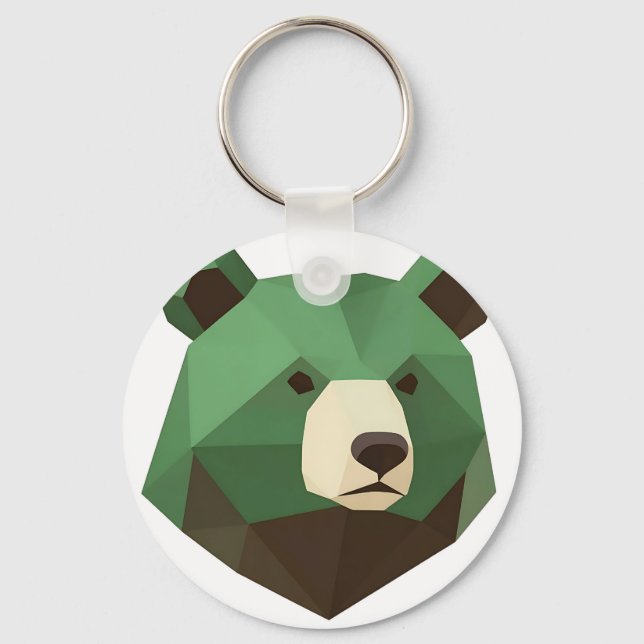 Geometric Bear Head Low Poly Key Ring (Front)