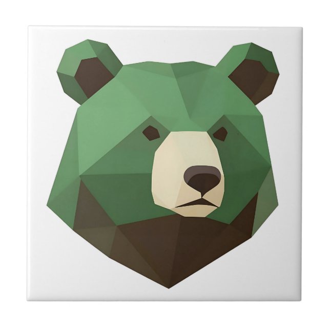 Geometric Bear Head Low Poly Tile (Front)