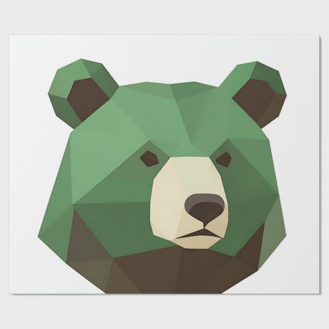 Geometric Bear Head Low Poly Wrapping Paper (Flat)