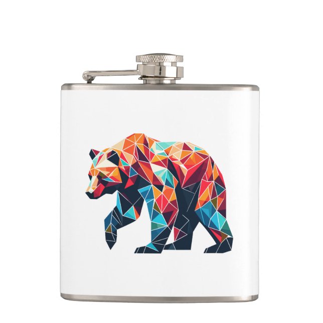 Geometric Bear Hip Flask (Front)