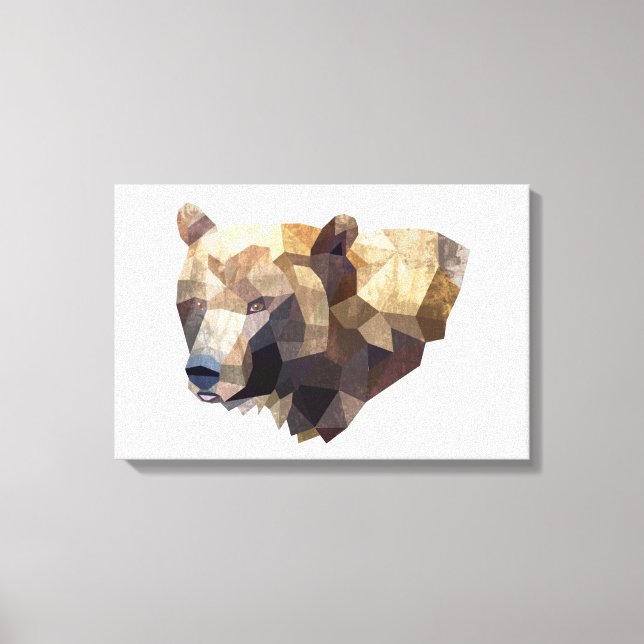 Geometric Bear Illustration Canvas Print (Front)