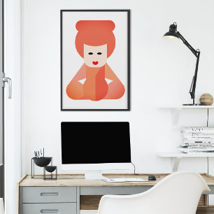 Geometric Beautiful Chinese Girl Art Canvas Print