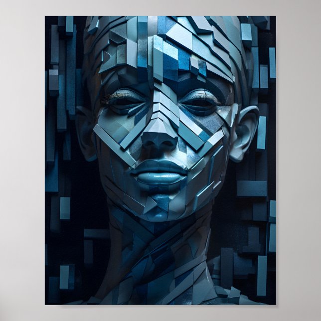 Geometric Beautiful Women Face Shape Female Girl Poster (Front)