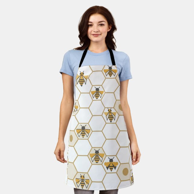 Geometric Bee & Honeycomb Apron (Worn)