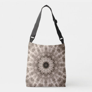 geometric, beige, brown, mandala crossbody bag