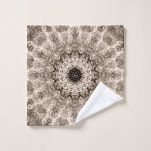 geometric, beige, brown, mandala wash cloth
