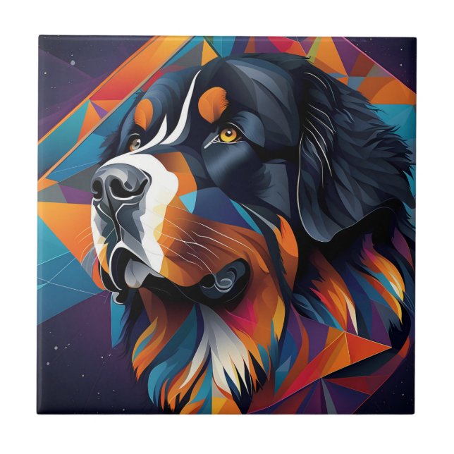 Geometric bernese mountain dog tile (Front)