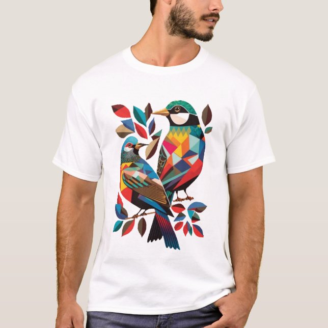 Geometric Bird Art Deco T-Shirt (Front)