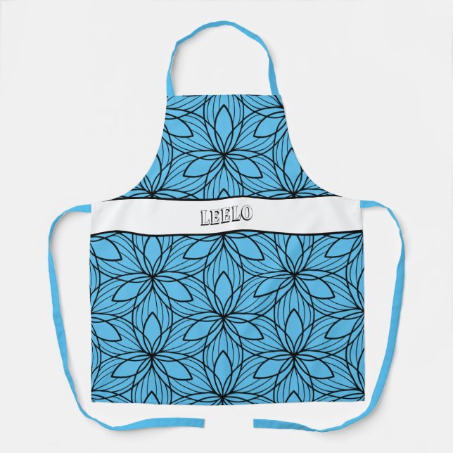 Geometric Black and Blue Art Smock Apron (Front)