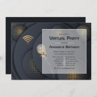 Geometric Black and Gold Virtual Birthday Party