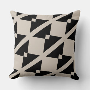 Geometric Black and Ivory Triangle Modern Cushion