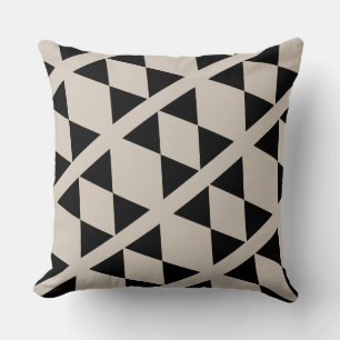 Geometric Black and Ivory Triangle Modern Cushion