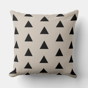 Geometric Black and Ivory Triangle Modern Cushion