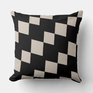 Geometric Black and Ivory Triangle Modern Cushion
