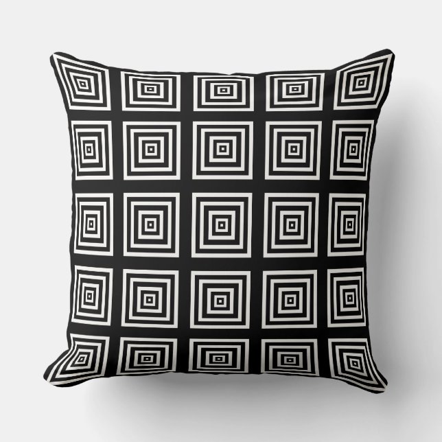 Geometric Black and White Modern Cushion (Front)