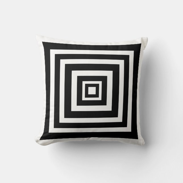 Geometric Black and White Modern Cushion (Front)
