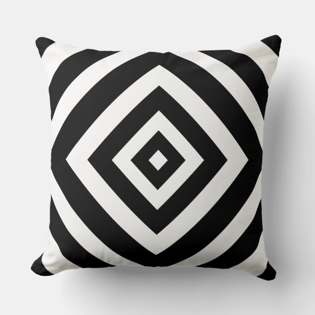 Geometric Black and White Modern Cushion (Front)
