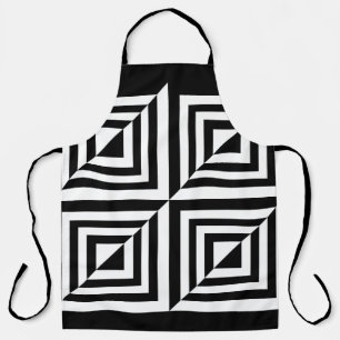 Geometric black and white pattern apron