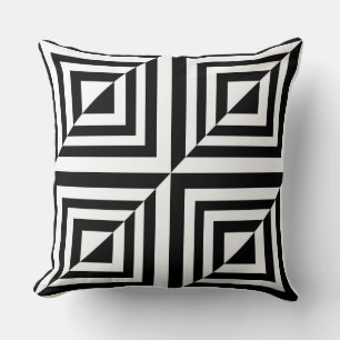 Geometric black and white pattern cushion
