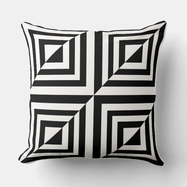 Geometric black and white pattern cushion (Front)