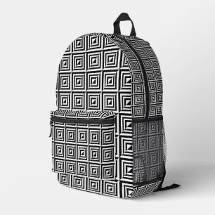 Geometric black and white pattern printed backpack