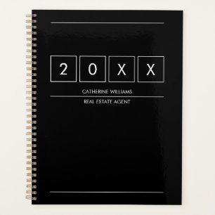Geometric Black And White Profession Personalised Planner