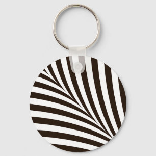 Geometric black and white stripes  key ring