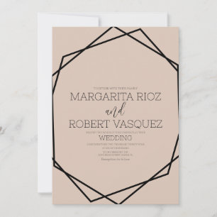 Geometric Black Blush  Wedding  Invitation