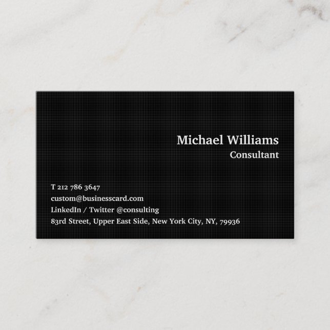 Geometric Black Chequered Pattern Modern Trendy Business Card (Front)