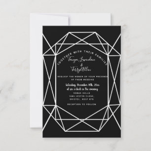 geometric black crystal  wedding INVITE CARD